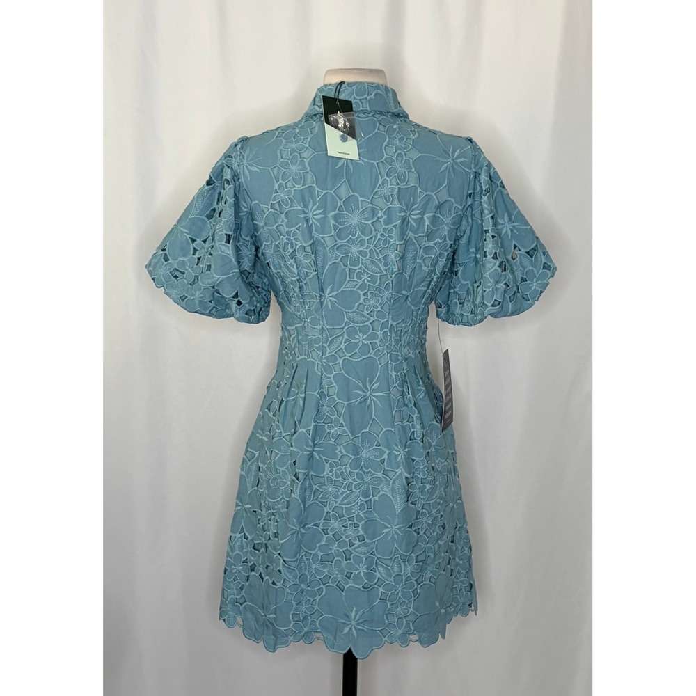 NWT!! TUCKERNUCK Cameo Blue Eyelet Mini Delaney Dress Embroidered Floral X-Small - Picture 10 of 16